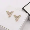 Vintage placcato oro Sier designer di marca lettere stud geometriche donne famose colorato cristallo strass perla orecchino festa di nozze
