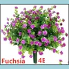 Fałszywe kwiaty Prawdziwy dotyk Sztuczny bukiet UV Odporne krzewy rośliny No Fade Faux Plastic Home Garen Dekory Drop Dostawa 2021 Dekoracyjne D
