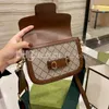 2022 Mode Designer Tassen Voor Dames Dames Luxe Bruin Wit Hoge Kwaliteit Lederen Zadels Tas Handtassen Dames Crossbody Een Schouder avond Handtas 26CM 22CM