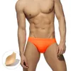 Sous-vêtements Sexy hommes sous-vêtements sans couture Pad pénis pochette Slip Homme culotte maillot de bain bikini solide slip de bain maillots de bain CuecaUnderpants