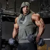 New Muscle Men Bodybuilding Hooded Tank Tops Man Gyms Fitness Workout Sleeveless Hoodie Sweatshirt Male Fashion Casual Clothes T200409
