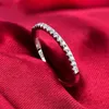 Fedi nuziali Never Fade Argento tibetano S925 Donna Round Zirconia Diamond 18K White Gold Band Gioielli da sposa con certificatoMatrimonio