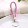30 color PU Leather Braided Woven Keychain Rope Rings Fit DIY Circle Pendant Key Chains Holder Car Keyrings Jewelry accessories 93 K2