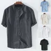 Мужские повседневные рубашки Негабаритные S-5xl Man Cotton Lense Lease Blouse Tops Summer Thin Down Dow