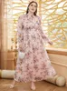 Vestidos plus size feminino grande maxi vestido 2022 primavera rosa chique elegante manga longa floral festa à noite casamento festival roupasplus holl22