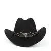 2 kobiety mężczyźni Hollow Western Cowboy Hat with Tauren Belt Winter Autumn Outback Jazz Toca Sombrero Cap Rozmiar 5658cm 220813