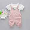 LZH Summer Baby Girls Ubrania T-Shirt + Kombinezony 2 sztuk Zestaw Outfit Kids Casual Sport Kostium Dla Dzieci Niemowląt Odzież 1 2 3 4 roku 220326