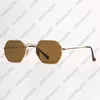 Femme lunettes de soleil octogonales mode femmes lunettes de soleil hommes lunettes de soleil cadre doré rose miroir protection UV lentilles en verre avec Leathe306D