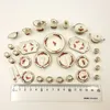 Miniatyr docka hus rosa blommor patten porslin kaffe te koppar keramiska bordsartiklar dollhus kök tillbehör 220725