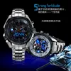 Orologi da polso TVG Orologio da uomo in acciaio inossidabile Blu militare Binario LED Orologi sportivi da uomo digitali impermeabili Relogio Masculino