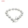 Charme Bracelets Mode Femmes Hommes Argent Couleur Or Boule En Acier Inoxydable 8mm Perle Coeur Clé UN Serrure Bracelet Bijoux Cadeau De Noël Fawn22