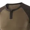Casual Men Pullover Sweatshirt Autumn O Neck Long Raglan Sleeve Color Block Buttons Hoodie Tops Men's Clothing 220815