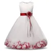 Flower Girl Dress with Flowers Ribbons for s Wedding Ceremonious Dresses Children Birthday Party Ball Gown Kid Clothing 220422