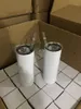 Süblimasyon Düz Sıska Tumbler 20oz Boş Boş Beyaz Paslanmaz Çelik Kahve Kupası Kaplamalı Plastik Saman Yalıtımlı Vakum Su Şişesi Deniz Nakliye 1000lot DAC471