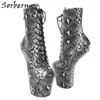 Sorbern Sexy Python Heelless Women Boots Ankle High Platform Shoe Hoof Heeled Stripper Pole Dance Booties Size 5-15 Custom Color