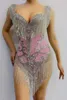 Frange Mesh Body sexy Donna Compleanno Festeggia il vestito Costumi Outfit Prom a220812