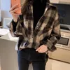 Women's Blouses & Shirts Chic Checked Long Sleeve Casual Print Blouse Shirt Women Loose Female Tops Plus Size Ladies Oversized Plaid ShirtWo