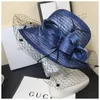 Style European Mesh Straw Hats Bow Flower Elegant Fairy Hat Summer Semi Covered Fashion Caps