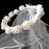 Decorazione per feste White Rose Flower Crown Bride to Be Bachelorette Veil Boho Gifts Doccia da sposa Decorazioni per matrimoni Favori fai -da -te8508524