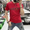 Camiseta de manga curta masculina fina casual impressão quente diamante 2022 verão nova marca de moda camisetas de alta qualidade many top puls tamanho m-7xl