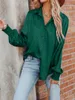 Women's Blouses Women's & Shirts Women Elegant Satin Shirt Lantern Sleeve Female Green Casual Zebra Printed Buttons Down Tops Ladies