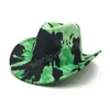 Hommes femmes Western Cowboy chapeau mode noir vert imprimé Vintage Panama Jazz feutre chapeau Sombrero Hombre chapeau