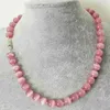 Moda feminina de 8 mm de gato rosa natural Gem pedra redonda colar 18 '' aaa
