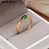 Обручальные кольца роскошь 585 розовое золото женское кольцо натуральное зеленое циркон микроотех