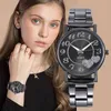 Luxury Crystal Women Black 2020 Brand Ladies Rhinestone Quartz Wristes Female Alloy Strap Gift Clock Reloj Mujer Y220707