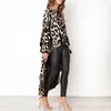 Vestidos casuais front curto traseiro longa feminina 2022 tops e blusas de leopardo blusa causal manga de babados soltos BLUSAS