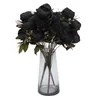 Decorative Flowers & Wreaths Black Silk Rose Artificial For Home Autumn Decoration High Quality Peony Big Bouquet Luxury Fake Flower Arrange