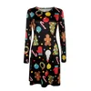 Plus size jurken 5XL herfst winter kerstjurk jaar party festival familie vrouwen cartoon print lange mouw casual vestidos