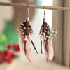 Dangle Chandelier Vintage Natural Feather For Women Boho Jhumka Białe koraliki długie etniczne cygańskie biżuterię Oorbellendangle Chandelierd