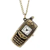 Pocket Watches Small Bronze Mobile Telefon Design Quartz Watch Retro 80cm Pendant Necklace Vintage Chain Jewelry Gifts for Men Womenpocket