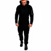 Herrespår Mens Slim Fit Tracksuit Set Hooded Long Sleeve Pullover Hoodies Sport Gym Skinny Joggers Sweat Pants Byxor SetSm