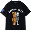 Camisetas masculinas robô engraçado tedy bear gráficos tshirt homens algodão roupas de moda casual soltas de alta qualidade tees tees top top summemen '