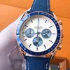 Luxury Fashion Watches for Mens Mechanical Wristwatches Ome Three Eye Six Needle Belt Gentleman Watchdesigner Watch