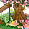 Bloki Sakura Mini Brick Toy Tree House Bloki japońskiego widoku ulicy Cherry Blossom Model Building Prezenty dla dzieci T230103