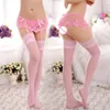 Chaussettes bonneterie dentelle transparente femmes bas ensemble cuisse haute et porte-jarretelles Sexy Lingerie Medias Mujer collants chaussettes