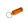 Bärbar stash piller Box Case Medicine Lagring Keychain Bottle Keyring Key Ring Metal Aluminium Vattentät pillerflaskbehållare