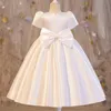 2022 Luxury Ball Gown Backless Flower Girl Dresses For Wedding Jewel Neck Peading Toddler Little Baby Pageant Gowns Tulle Kids Prom Dress