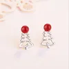 Stud Fashion 925 Sterling Silver Earbrings voor vrouwen Simple Sweet Cute Red Pearl Christmas Tree Sieraden Girls Stud Farl22