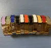 Design-Armreif, hochwertiges Herren-Armband, Designer-Schmuck, 18-farbige Goldschnalle, Armbänder aus Edelstahl, Größe 17/19, für Modeschmuck-Armreifen für Männer und Frauen