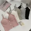 Mulher malha de malha Tampo Tampo de verão Girls Crops Carra as mulheres Slim Strap Vest Sexy Feminino Backless Bottoming Shirts