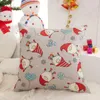 Kudde/dekorativ kudde tryckt linne julkudde täcker snögubbe dekorativ lycklig festival xmas dekor soffa kudde 45x45cmcushion/