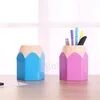 Pencil Stub Shape Pen Case Plastic Colorful Pencils Holders Makeup Brush Stationery Storage Holder Desktop Storages Bucket BH7009 TYJ