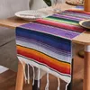 35 210cm Rainbow Table Runner Stripe Runners met Tassel Mexicaanse doek voor bruiloftsfeest katoenen stoffen vlag 220615