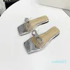 women Slippers designer ladies outdoor beach sandals Crystal Bow Flat Casual Slippers wedding banquet dress shoes