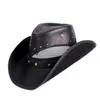Berets Women Мужчины кожаная западная ковбойская шляпа Summer Mesh Sombrero Hombre Caps с папой, шляпами для крестного отца 2 Szie Plus Sizeberets Pros22