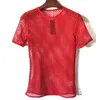 Camiseta roja Sexy transparente para hombre, camiseta transparente de malla de manga corta a la moda, camiseta Hipster Hip Hop para hombre 220516
